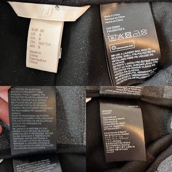 H&M Glittery Metallic Silver Zip Cuff Treggings 8 - Picture 10 of 13